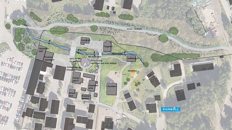 Illustrasjon av plan for utvidelse av Byen på Maihaugen