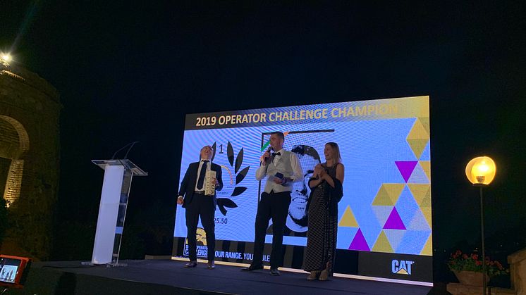 Caterpillar Operator Challenge 2019, europafinalen. Vinnaren Thomas Murphy, Irland