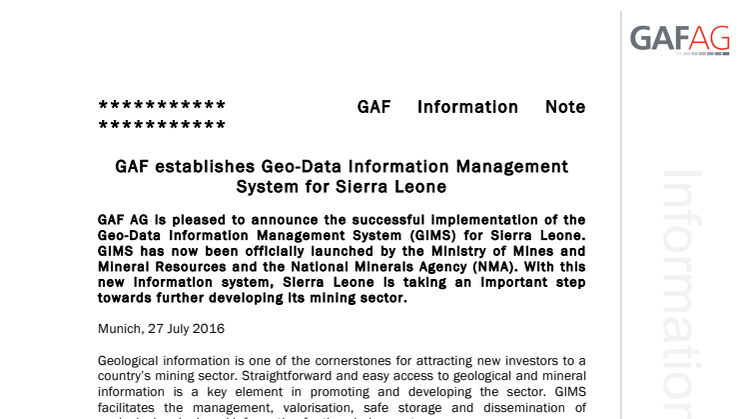 ​GAF establishes Geo-Data Information Management System for Sierra Leone