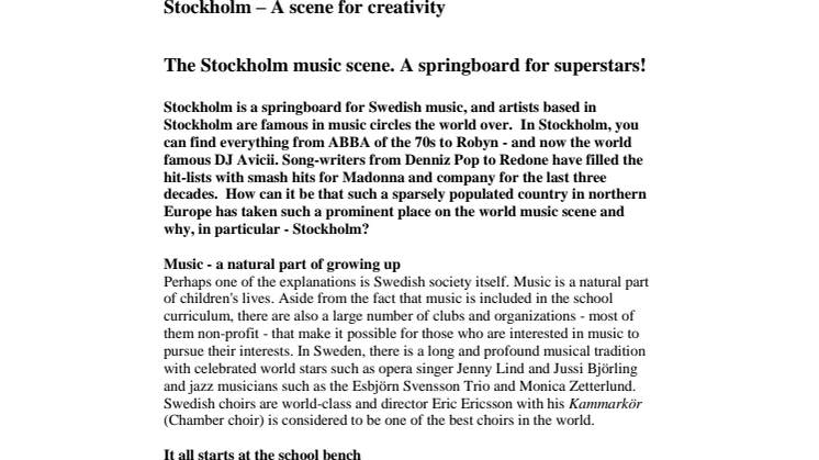 Music Stockholm - A scene for creativity 