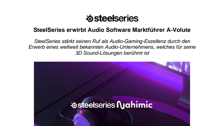 SteelSeries erwirbt Audio Software Marktführer A-Volute