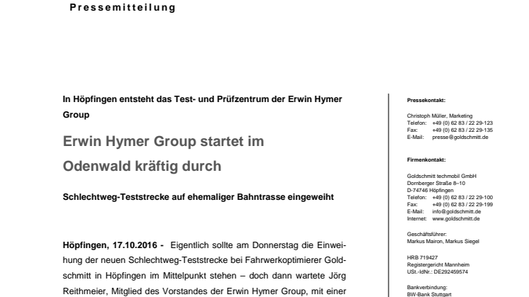 Erwin Hymer Group startet im  Odenwald kräftig durch