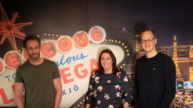 LeoVegaskollegorna på Växjökontoret, Klas Axell, Franziska Kullberg och Henrik Grankvist välkomnar till Meetup med Google.