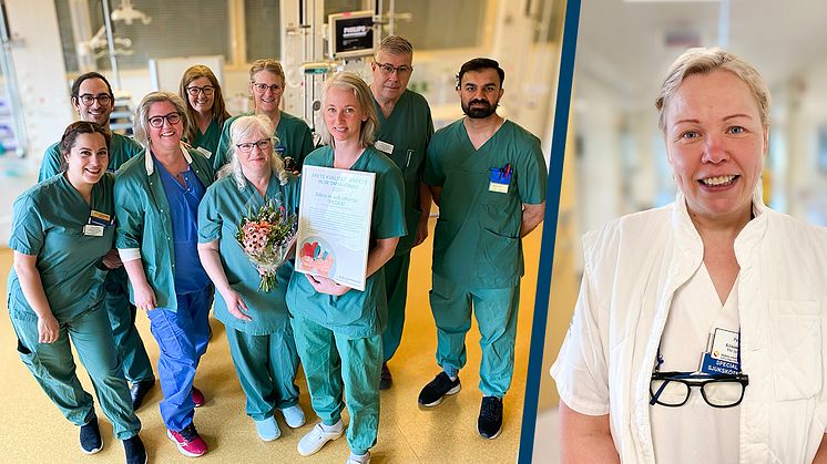 Priset Årets kvalitetsarbete inom omvårdnad går till verksamhetsområde Intensiv- och perioperativ vård i Malmö. Petra Ek, specialistsjuksköterska, får ta emot priset Årets omvårdnadsledare.