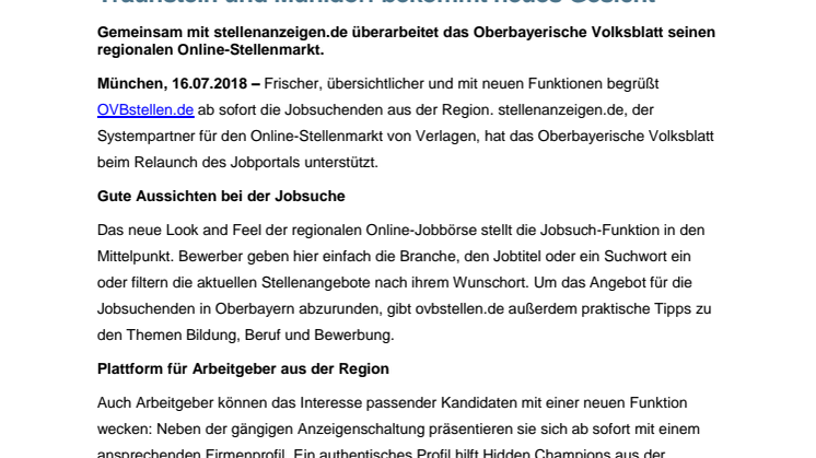 OVBstellen.de: Jobbörse für Landkreise Rosenheim, Traunstein und Mühldorf bekommt neues Gesicht