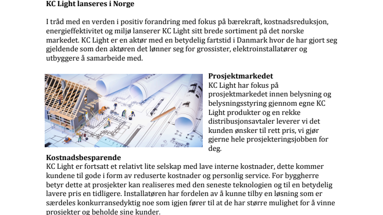 KC Light lanseres i Norge