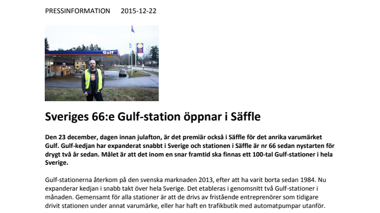 Sveriges 66:e Gulf-station öppnar i Säffle