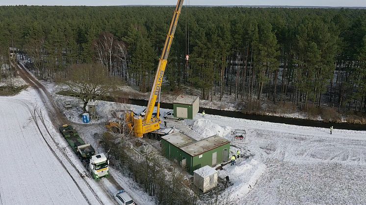 In Benz, einem Ortsteil von Lübtheen, entsteht ein neues Gebäude für den Verdichter. (Quelle: HanseGas)