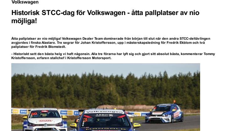 Historisk STCC-dag för Volkswagen - åtta pallplatser av nio möjliga!