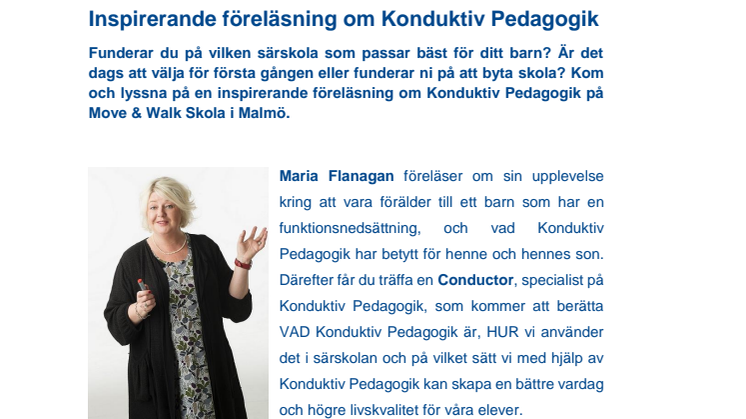 Välja särskola i Malmö? Inspirerande föreläsning om Konduktiv Pedagogik