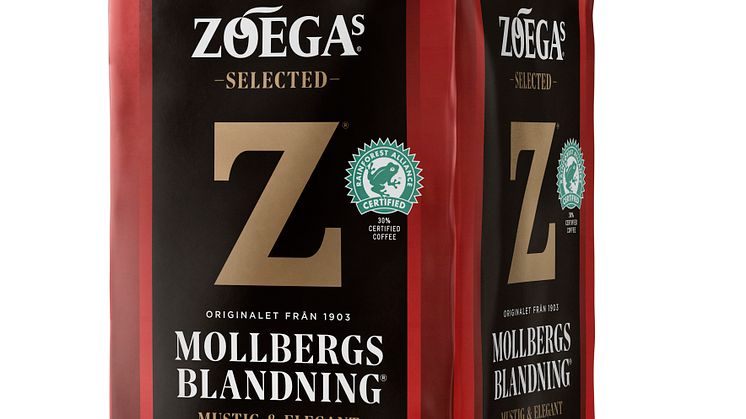 Kaffe från Rainforest Alliance certifierade odlingar ingår i samtliga Zoégas produkter från 2017