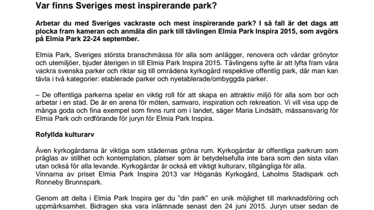 Var finns Sveriges mest inspirerande park?
