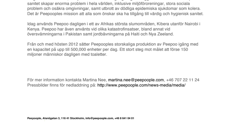 Peepoople är ett av Sveriges 33 hetaste unga teknikföretag 2012
