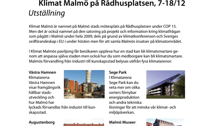 Malmö stads utställning på Rådhusplatsen i Köpenhamn under COP15