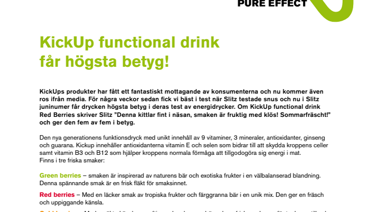 KickUp functional drink får högsta betyg!