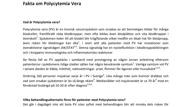 Fakta om polycytemia vera, PV