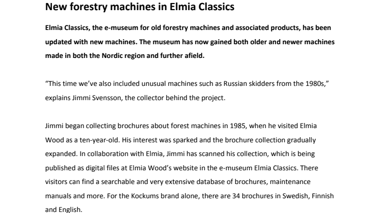 New forestry machines in Elmia Classics