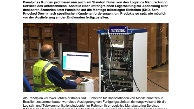 Panalpina erweitert ihre Logistics Manufacturing Services mit Ericsson