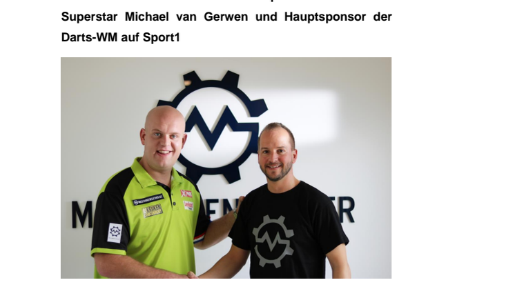 Maschinensucher.de wird Trikotsponsor von Darts-Superstar Michael van Gerwen und Hauptsponsor der Darts-WM auf Sport1