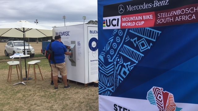 Great tasting water from Bluewater that's as pure as nature intended was a recipe for success at  the 2018 UCI World Cup series at stunning Stellenbosch on Saturday March 10.