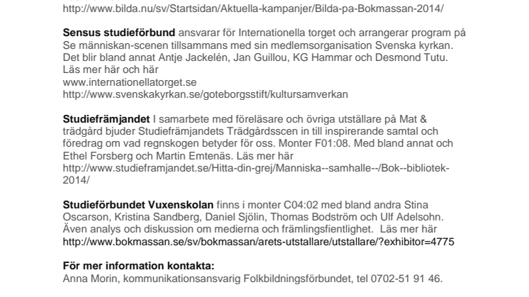 Regnskog, läsecirklar, antirasism och litteraturpris hos studieförbunden på Bokmässan 2014