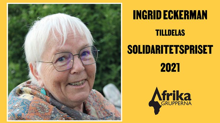 Afrikagruppernas Solidaritetspris till Ingrid Eckerman 