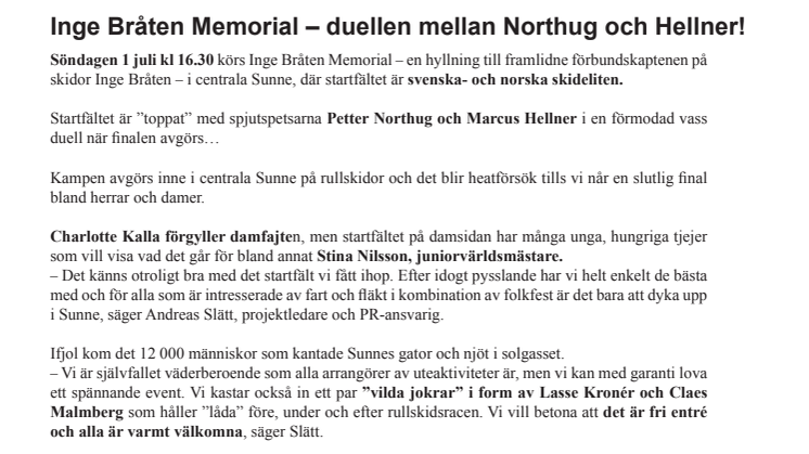 Inge Bråten Memorial – duellen mellan Northug och Hellner!