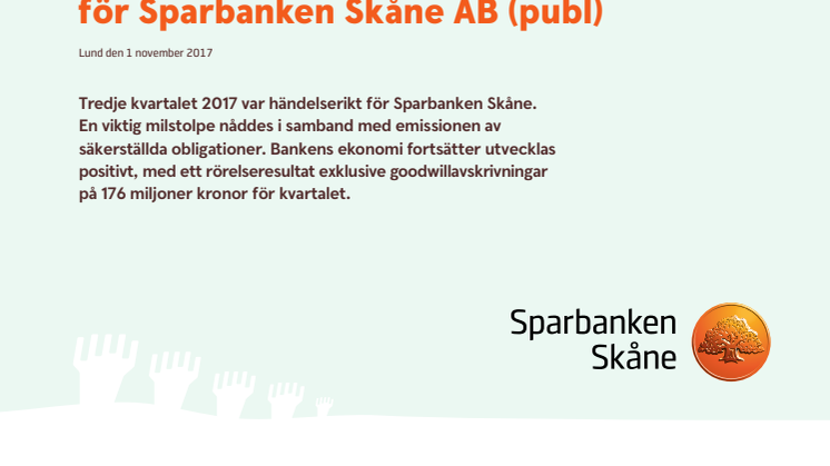 Delårsrapport januari-september 2017 för Sparbanken Skåne