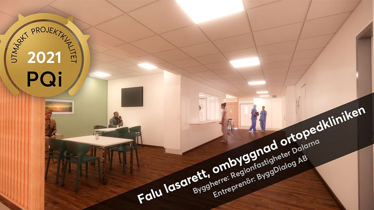 Projekt Falu lasarett, Ombyggnad ortopedkliniken, har tilldelats kvalitetsutmärkelsen ”PQi – Utmärkt Projektkvalitet”. Planering och engagemang ses som de viktigaste framgångsfaktorerna.
