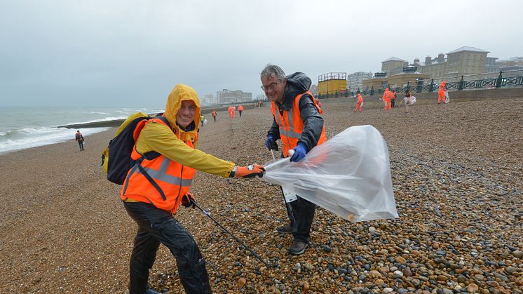 Gales of laughter - but with a serious message - GTR's Brighton & Hove beach clean 2023