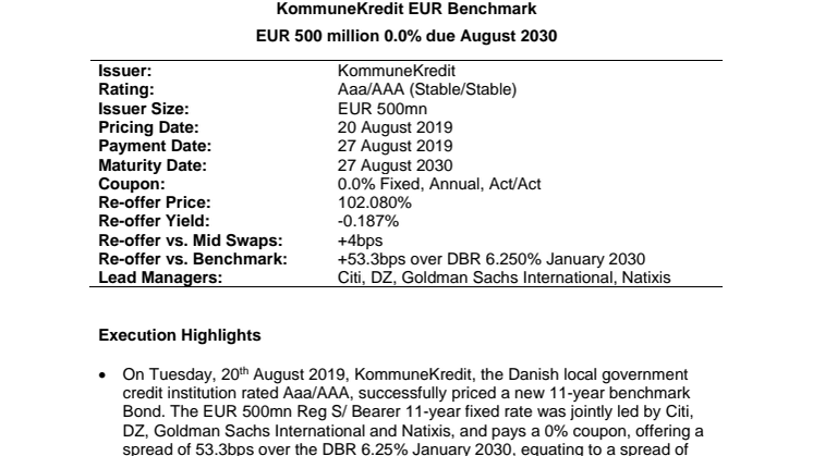 Press Points 11Y EUR benchmark