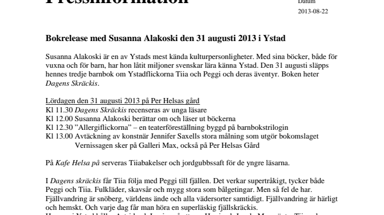 Bokrelease med Susanna Alakoski, 31 augusti 2013 i Ystad