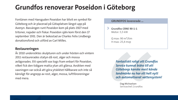 Grundfos renoverar Poseidon i Göteborg