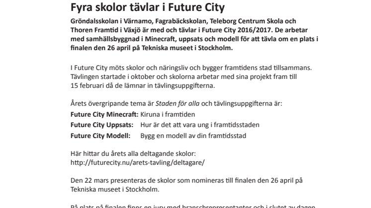 4 smålandsskolor i tävlar i Future City