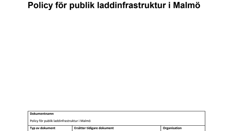 Förslag policy för publik laddinfrastruktur i Malmö