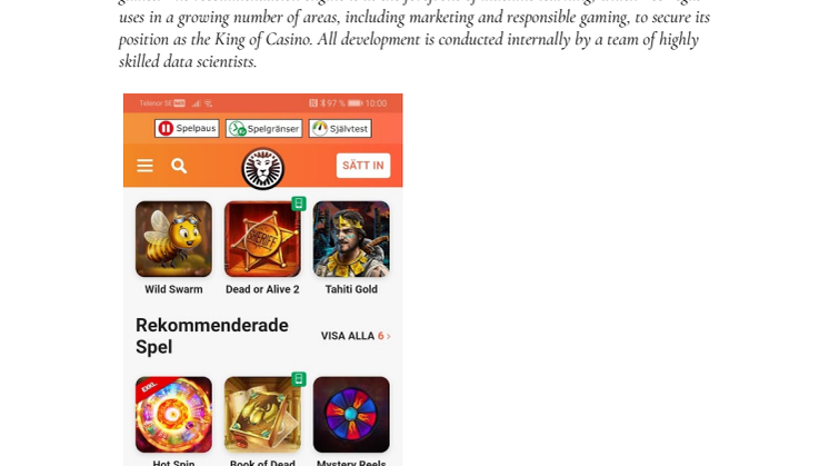 Casino-games recommendations by LeoVegas