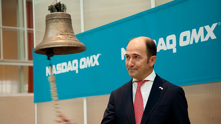 Cavotec CEO Ottonel Popesco rings the OMX trading bell. #Cavotec #OMX