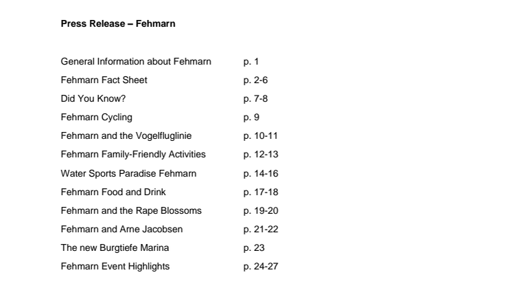 Pressmap Fehmarn 