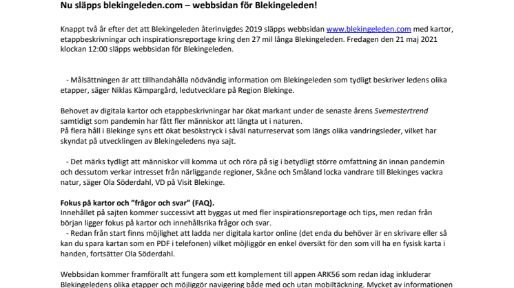 Nu släpps blekingeleden.com – webbsidan för Blekingeleden!