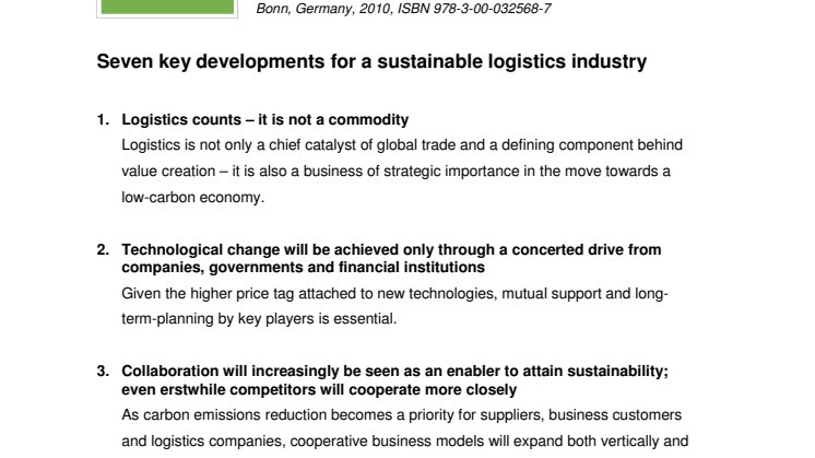 Study Sustainable Logistics_Key Developments