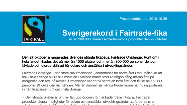 Sverigerekord i Fairtrade-fika
