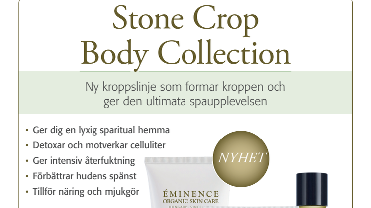 Éminence Organics Stone Crop Body Collection 2019 A4 Skylt