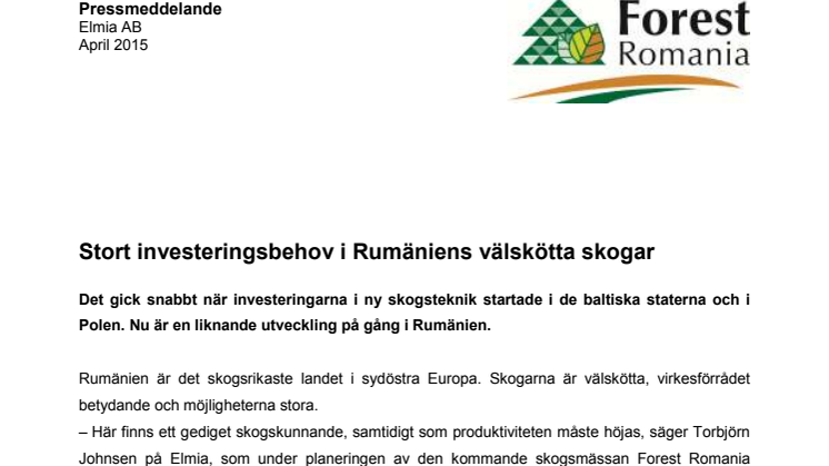 Stort investeringsbehov i Rumäniens välskötta skogar