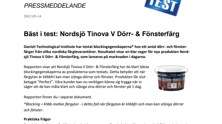 Bäst i test: Nordsjö Tinova V Dörr- & Fönsterfärg 