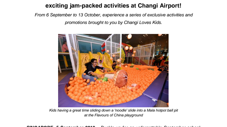 Jump right into the September holidays with a line-up of exciting jam-packed activities at Changi Airport!