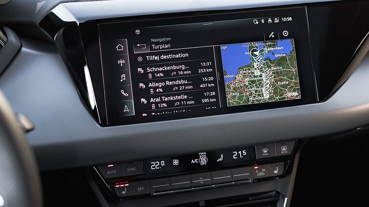 Audi e-tron ruteplanlægger turplan og kort