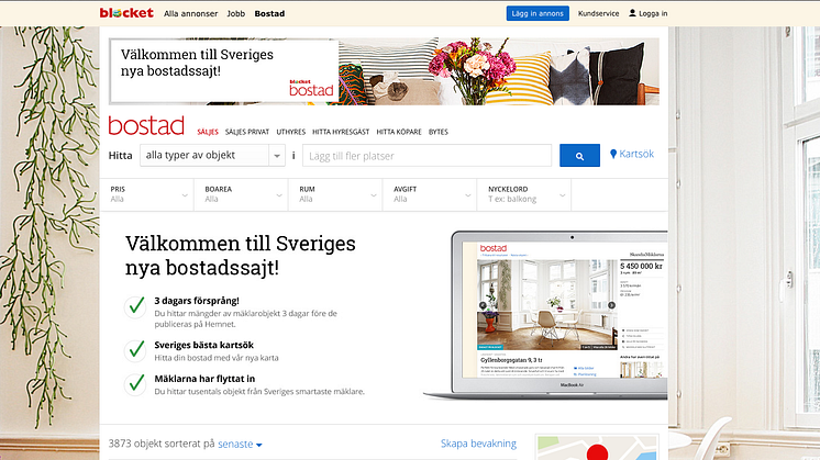 Fyra stora mäklarkedjor ingår avtal med Blocket Bostad om ”3 dagar före”