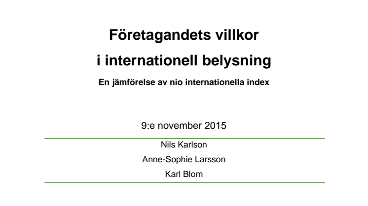 Företagandets villkor i internationell belysning