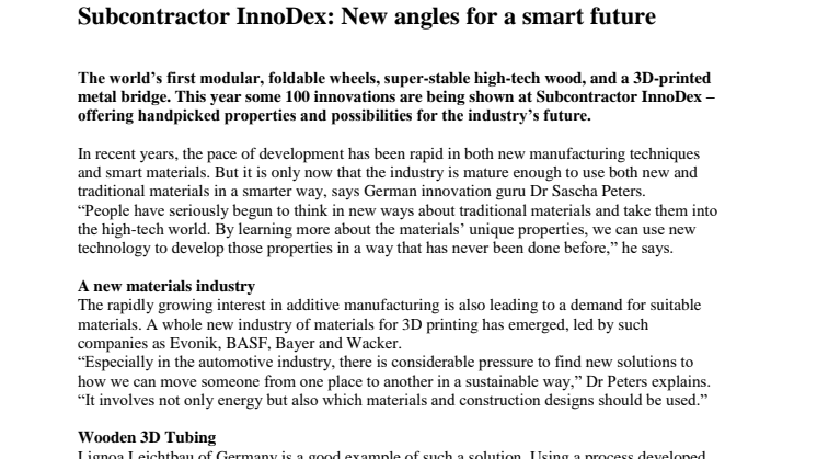 Subcontractor InnoDex: New angles for a smart future 