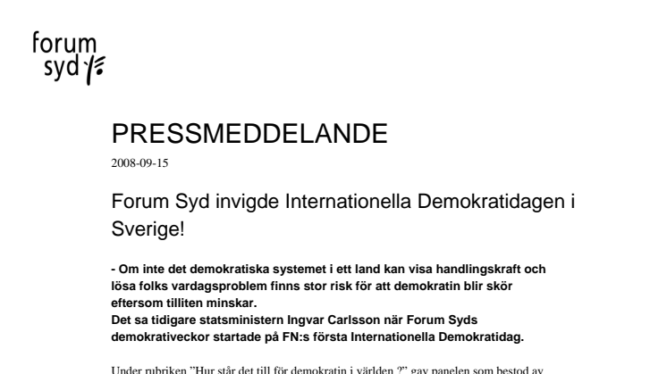 Forum Syd invigde första Internationella Demokratidagen i Sverige!
